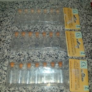 Mini Glass Bottles 0.16 Oz. w/Cork Lids. 3 Packages. 21 Bottles In Total.